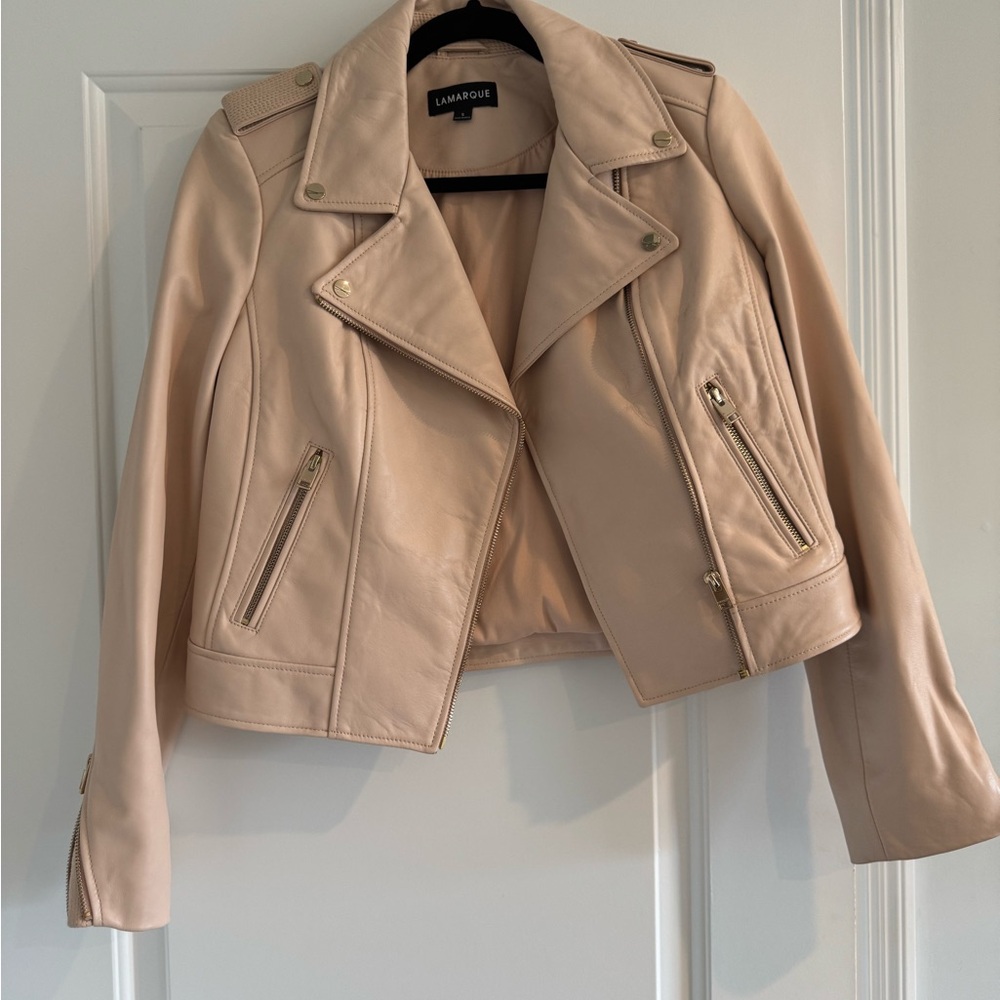LAMARQUE DONNA GOLD | ICONIC LEATHER BIKER JACKET - Picture 3 of 7